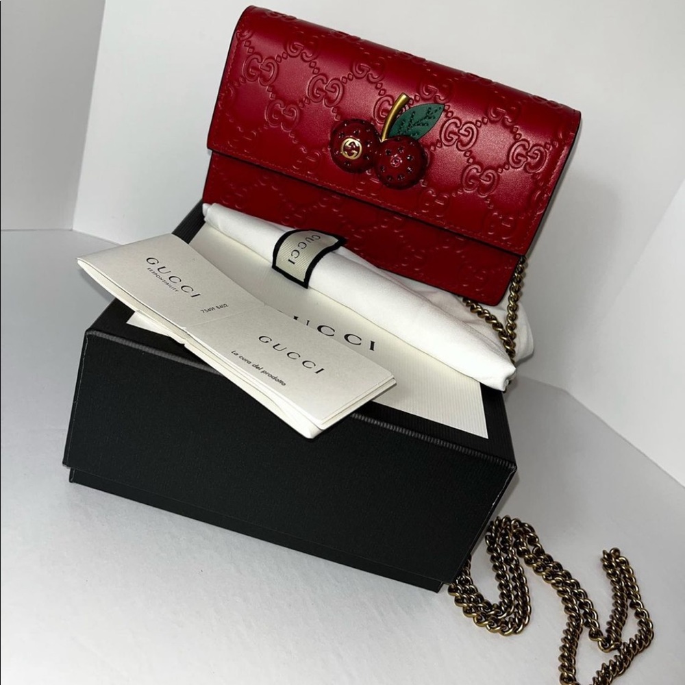 Gucci Guccissima Mini Cherry Chain Bag